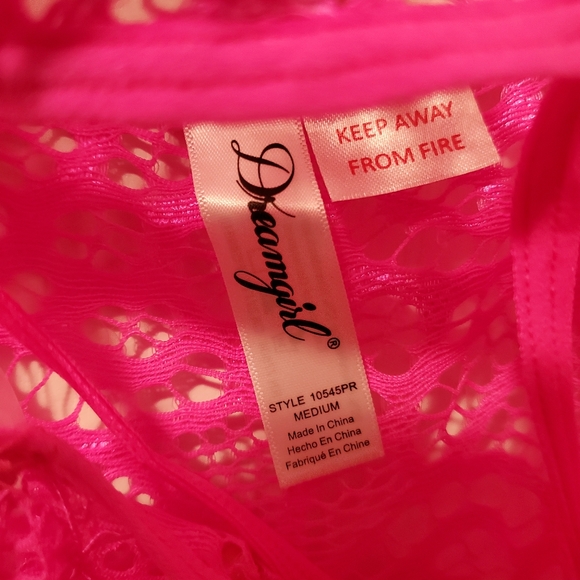 Dreamgirl Mosaic Lace Garter Slip w/ Thong Pink (Size M) - Picture 7 of 16